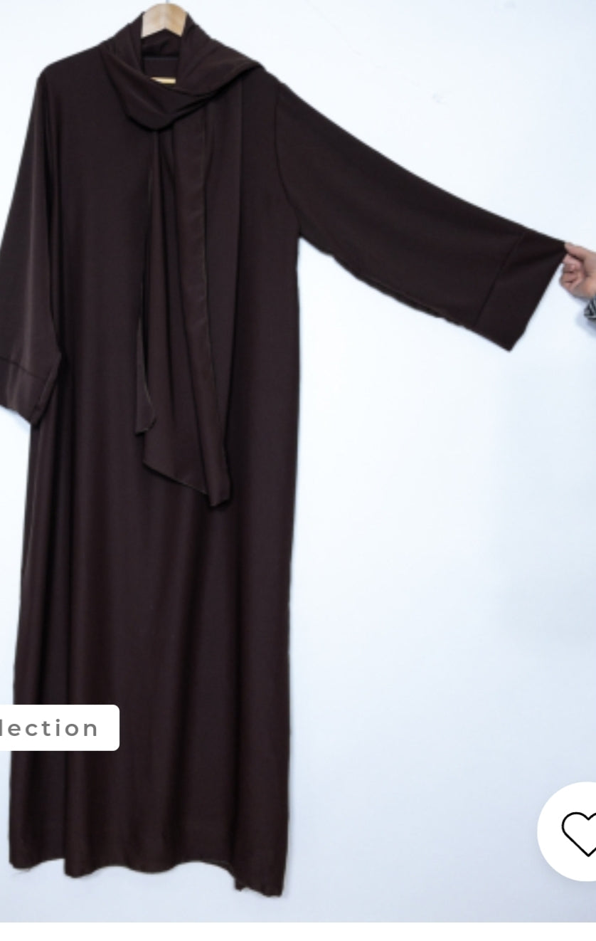 Abaya med fastsydd sjal  silky