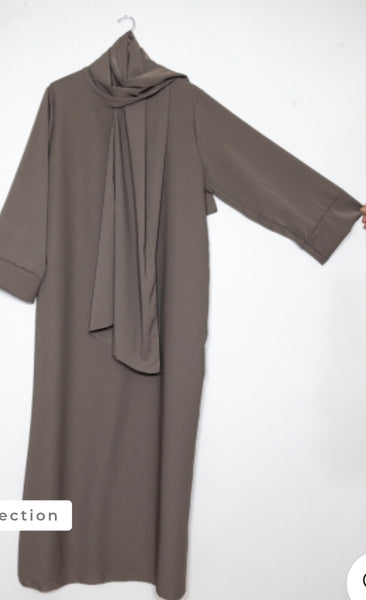 Abaya med fastsydd sjal  silky