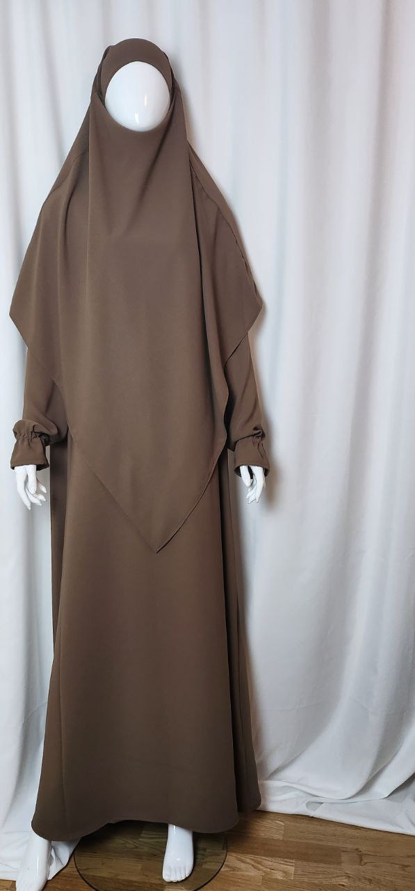 lyx crepe taupebrun,  khimar och abaya